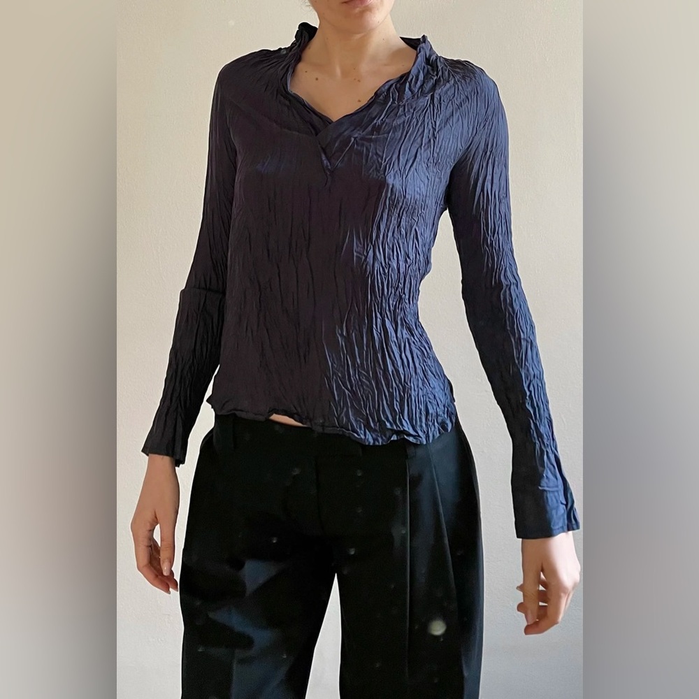 Agnes B Vintage Crinkle Silk Top